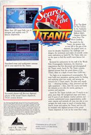 Box back cover for Search for the Titanic on the Commodore 64.