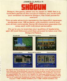 Box back cover for Shogun on the Commodore 64.