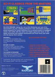 Box back cover for Silicon Dreams on the Commodore 64.