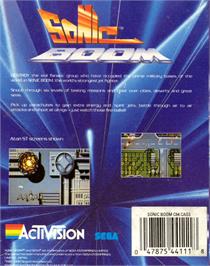 Box back cover for Sonic Boom on the Commodore 64.