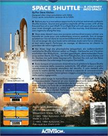 Box back cover for Space Shuttle: A Journey into Space on the Commodore 64.