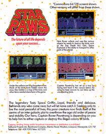 Box back cover for Star Paws on the Commodore 64.