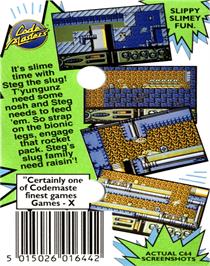Box back cover for Steg the Slug on the Commodore 64.
