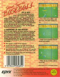 Box back cover for Street Sports Baseball on the Commodore 64.