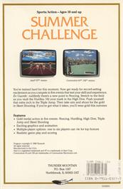 Box back cover for Summer Challenge on the Commodore 64.