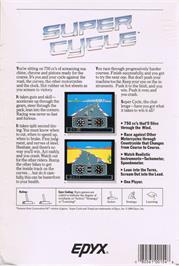 Box back cover for Super Cycle on the Commodore 64.