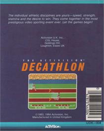 Box back cover for The Activision Decathlon on the Commodore 64.