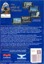 Box back cover for The Guild of Thieves on the Commodore 64.