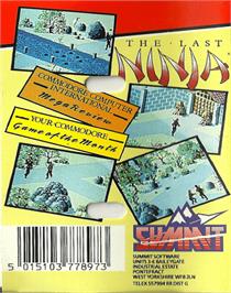 Box back cover for The Last Ninja on the Commodore 64.