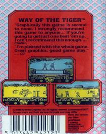 Box back cover for The Way of the Tiger on the Commodore 64.