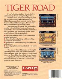 Box back cover for Tiger Road on the Commodore 64.