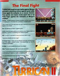 Box back cover for Turrican II: The Final Fight on the Commodore 64.