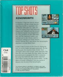 Box back cover for Xenomorph on the Commodore 64.