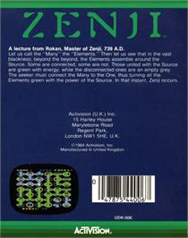 Box back cover for Zenji on the Commodore 64.