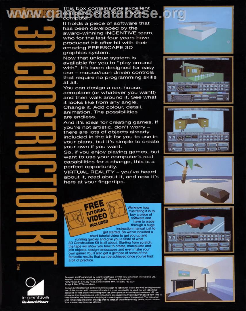 3D Construction Kit - Commodore 64 - Artwork - Box Back