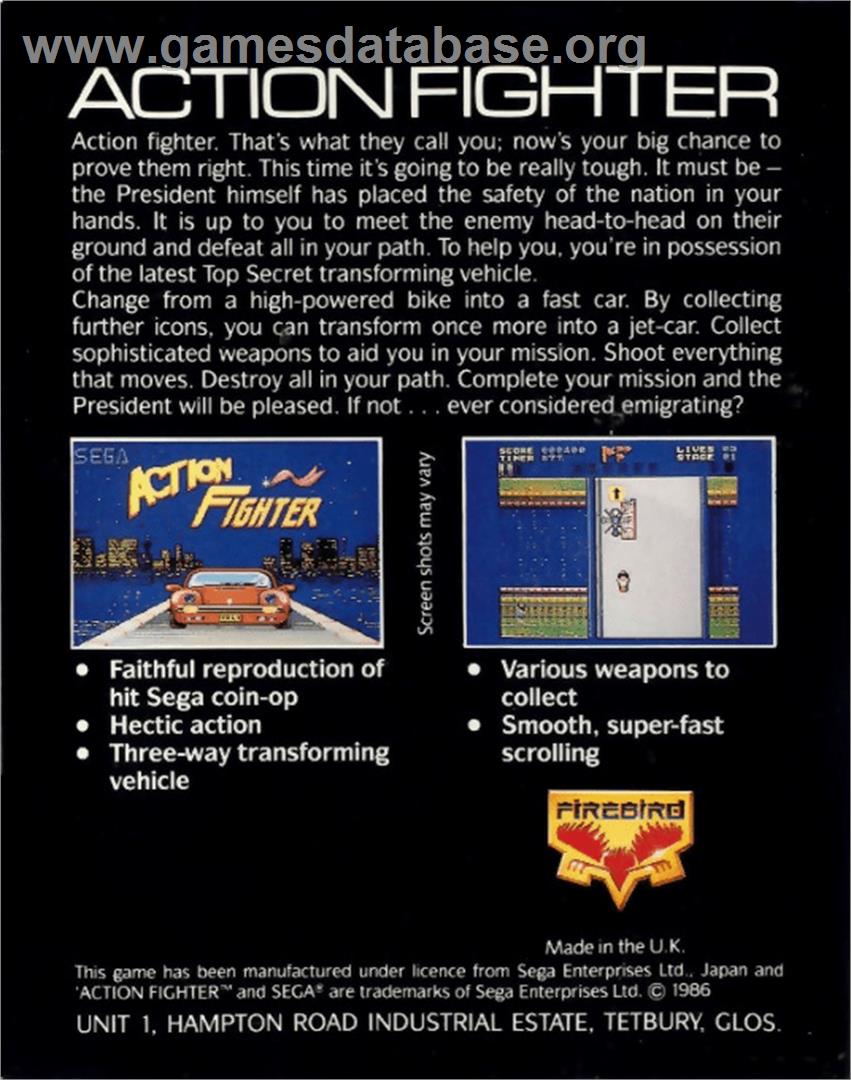 Action Fighter - Commodore 64 - Artwork - Box Back