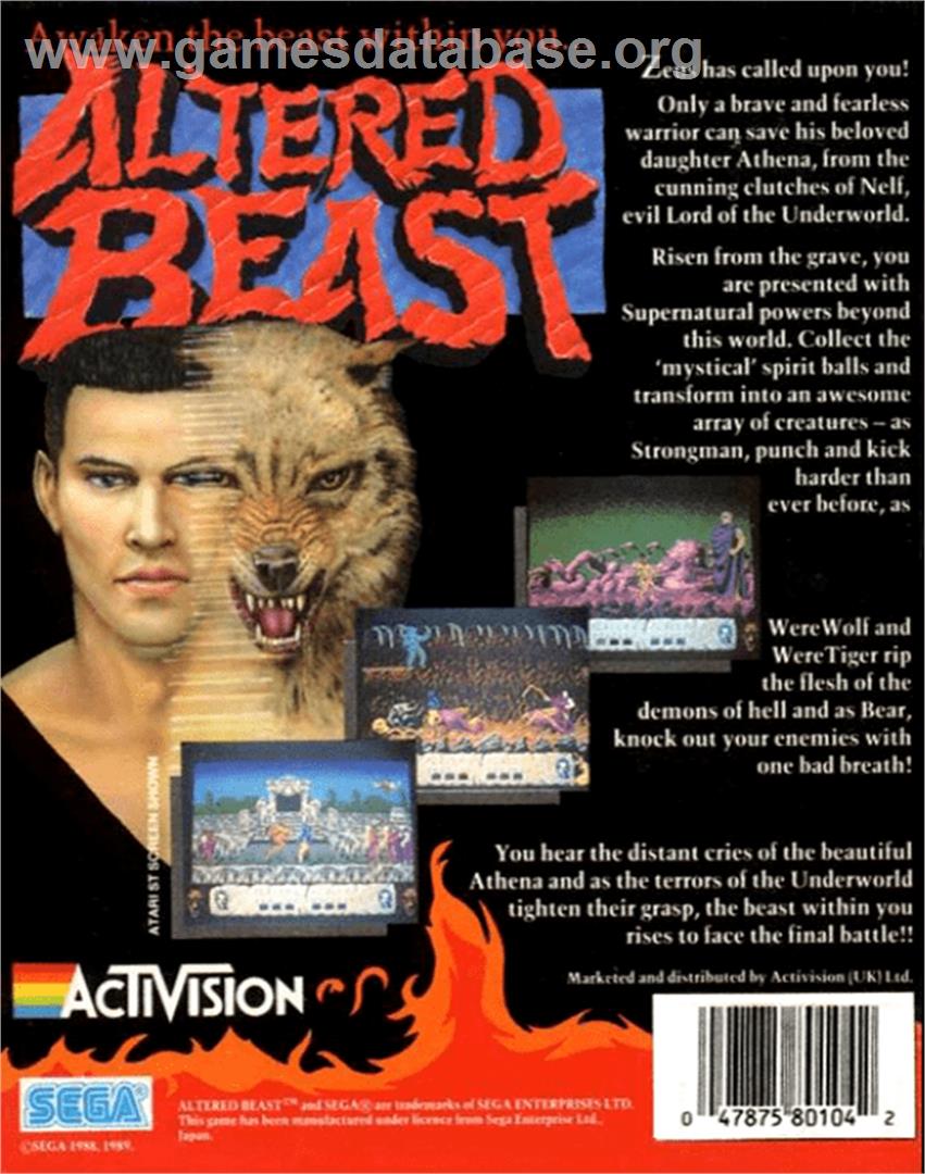 Altered Beast - Commodore 64 - Artwork - Box Back
