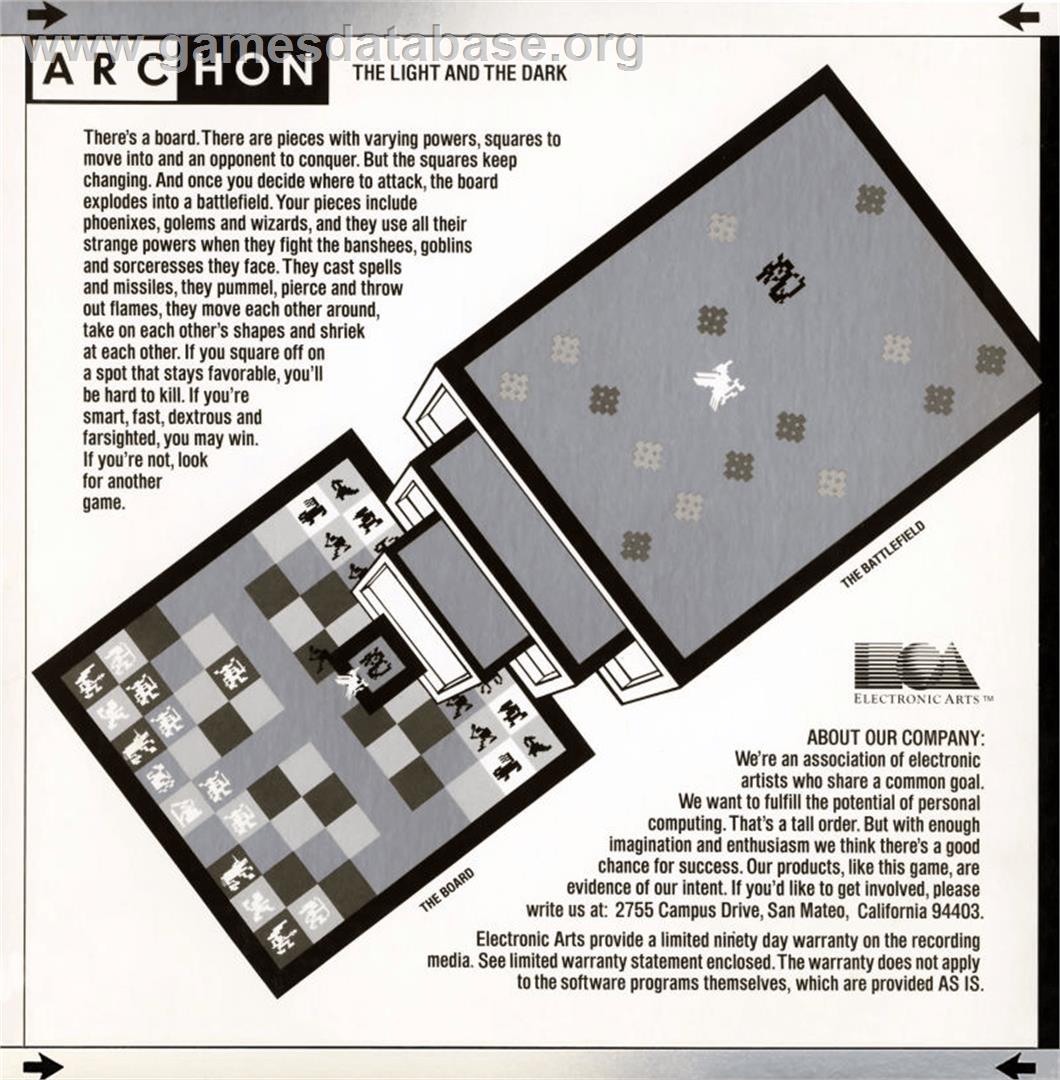 Archon: The Light and the Dark - Commodore 64 - Artwork - Box Back