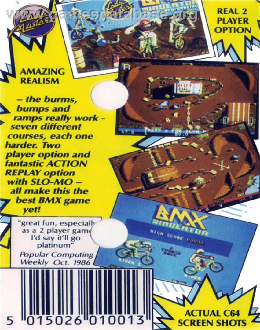 BMX Simulator - Commodore 64 - Artwork - Box Back