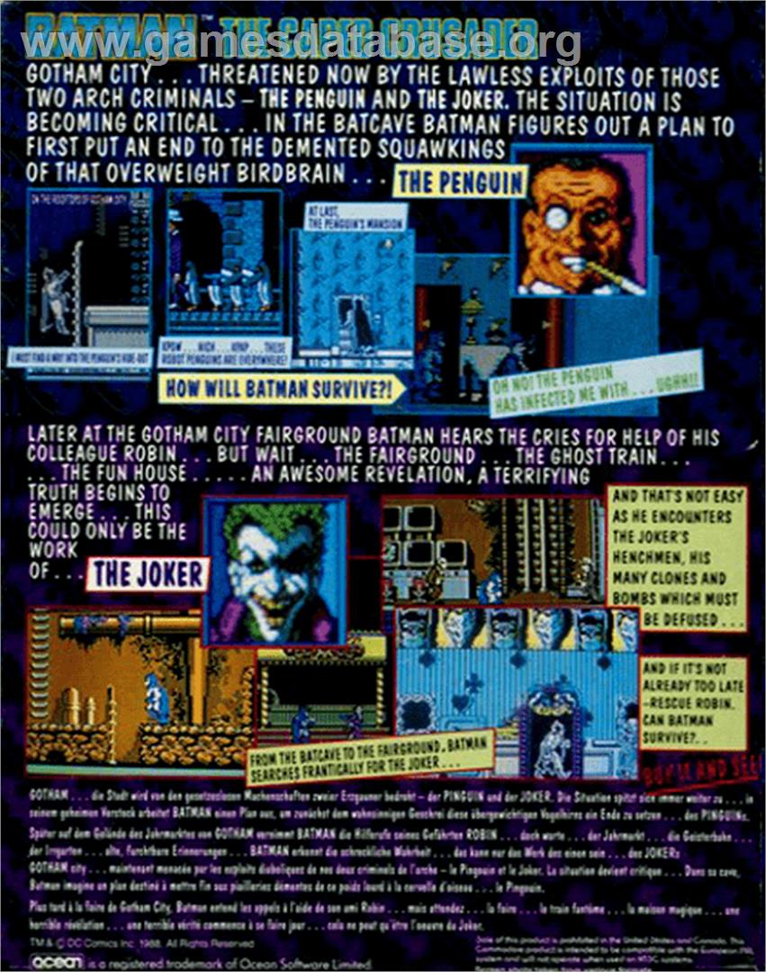 Batman: The Caped Crusader - Commodore 64 - Artwork - Box Back