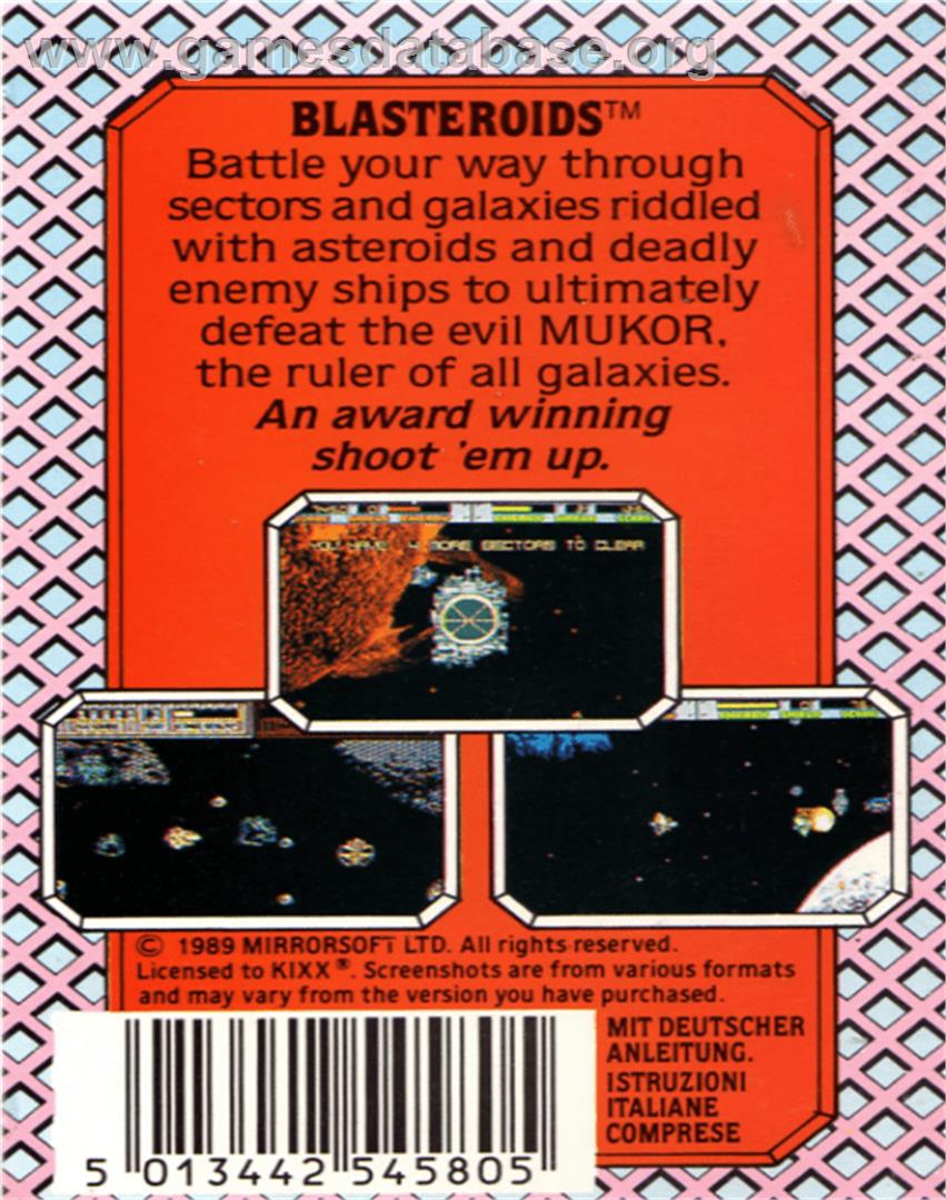 Blasteroids - Commodore 64 - Artwork - Box Back