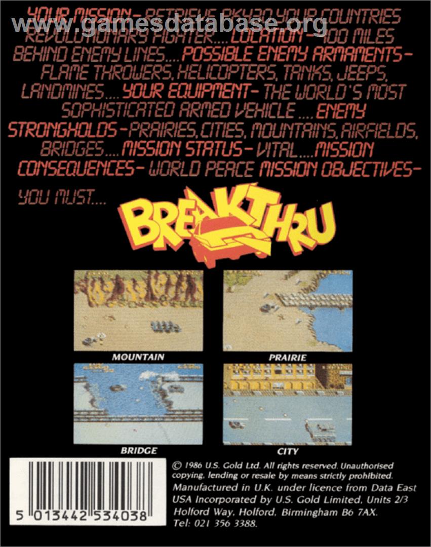 Breakthru - Commodore 64 - Artwork - Box Back
