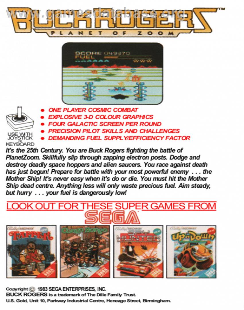 Buck Rogers: Planet of Zoom - Commodore 64 - Artwork - Box Back
