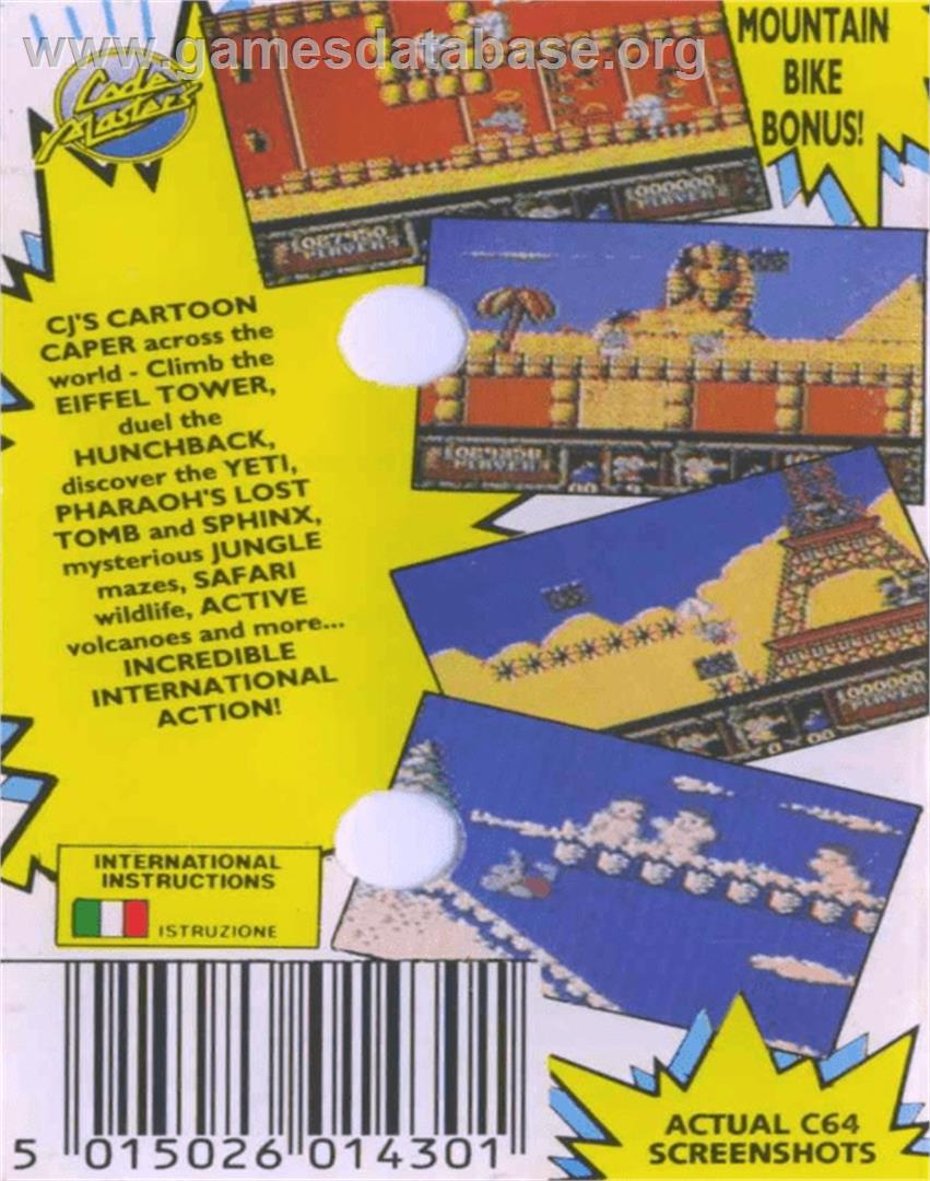 CJ's Elephant Antics - Commodore 64 - Artwork - Box Back