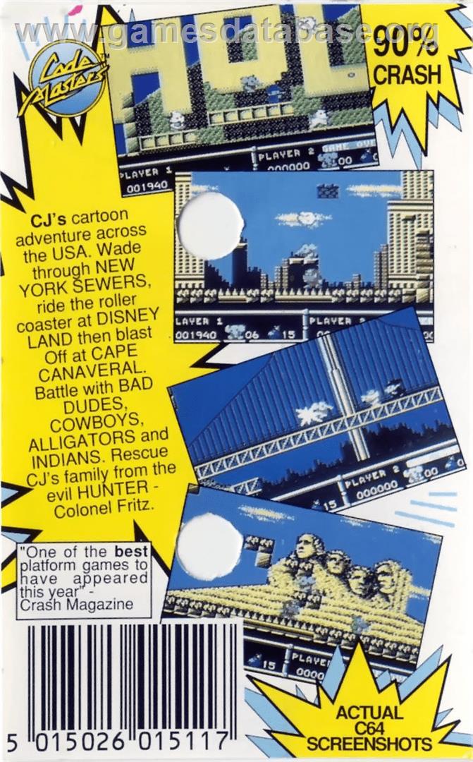 CJ In the USA - Commodore 64 - Artwork - Box Back