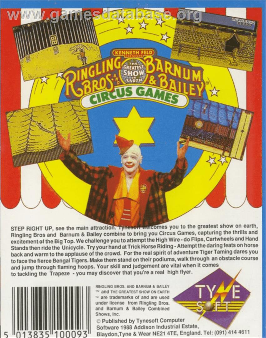 Circus Games - Commodore 64 - Artwork - Box Back