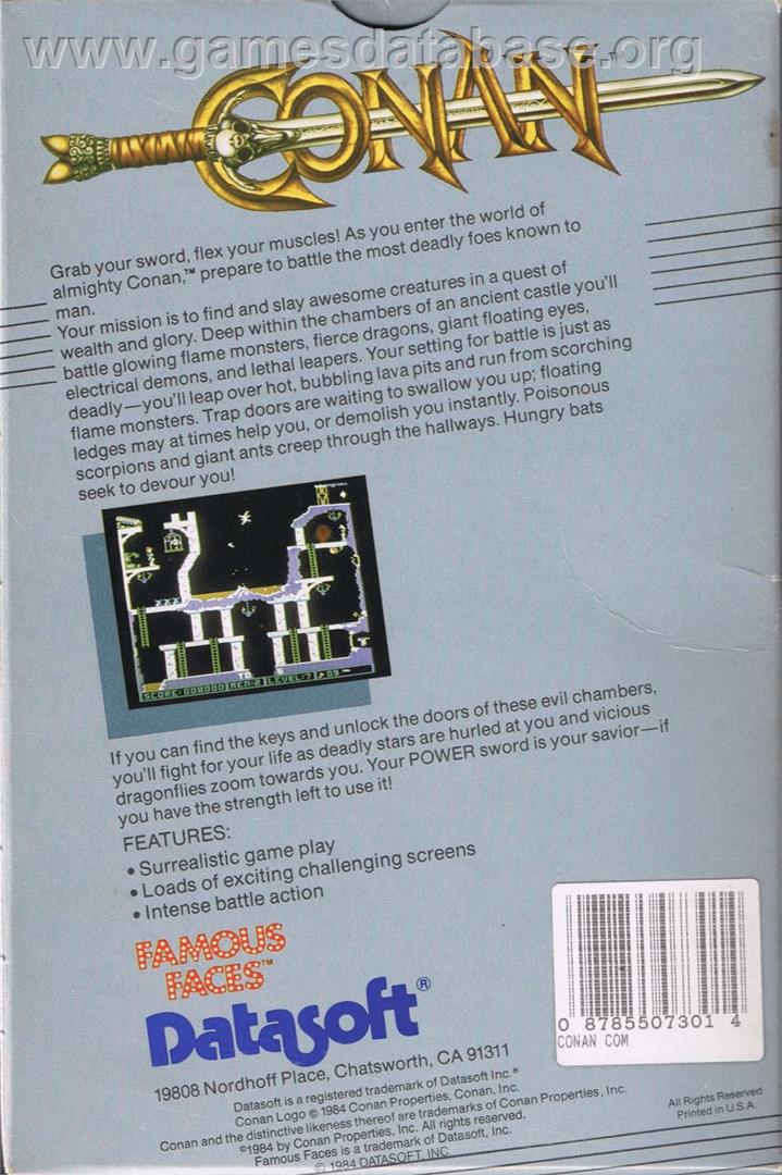 Conan: Hall of Volta - Commodore 64 - Artwork - Box Back