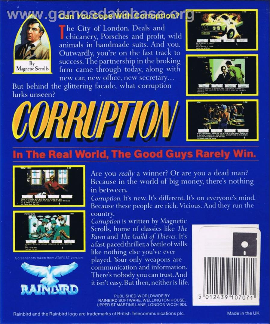 Corruption - Commodore 64 - Artwork - Box Back