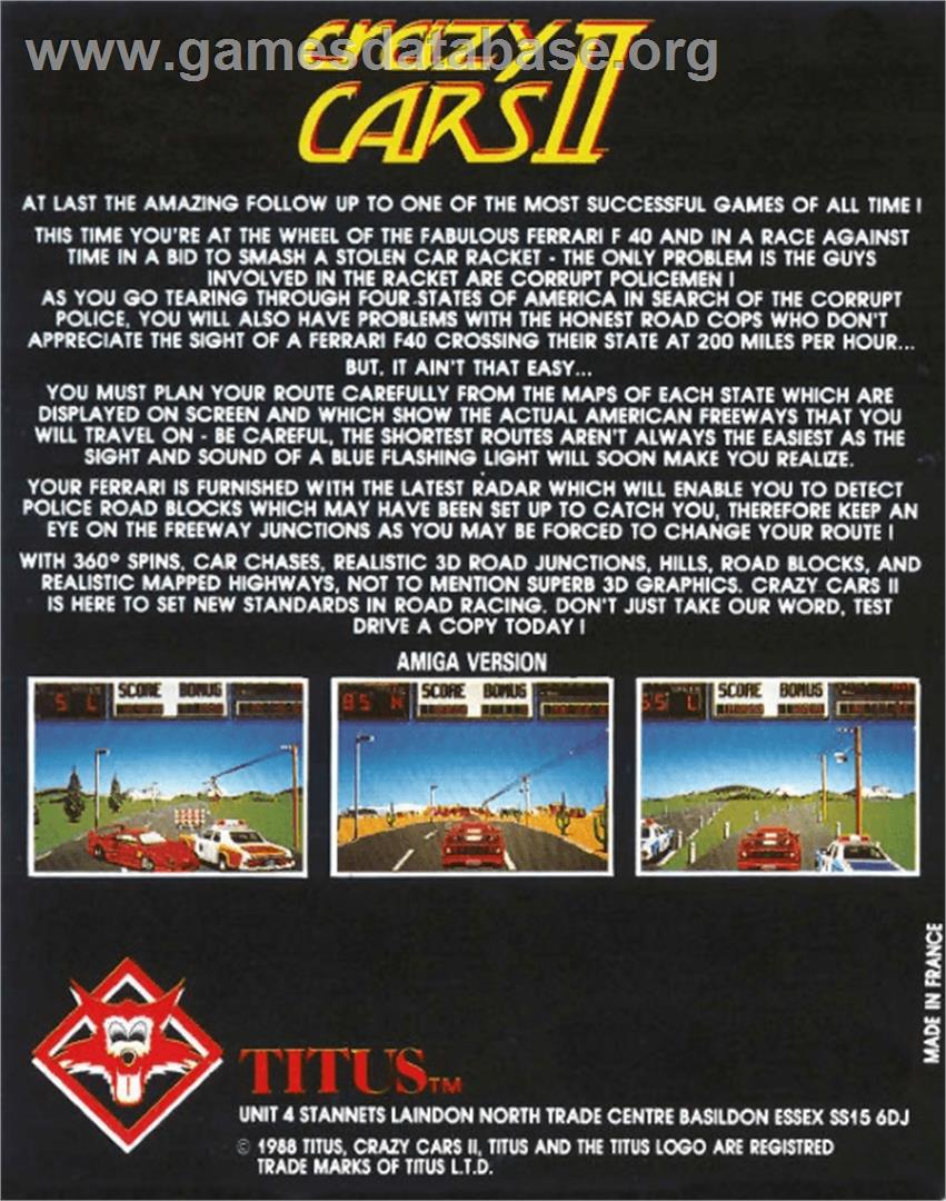 Crazy Cars 2 - Commodore 64 - Artwork - Box Back