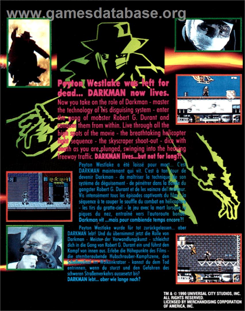 Darkman - Commodore 64 - Artwork - Box Back
