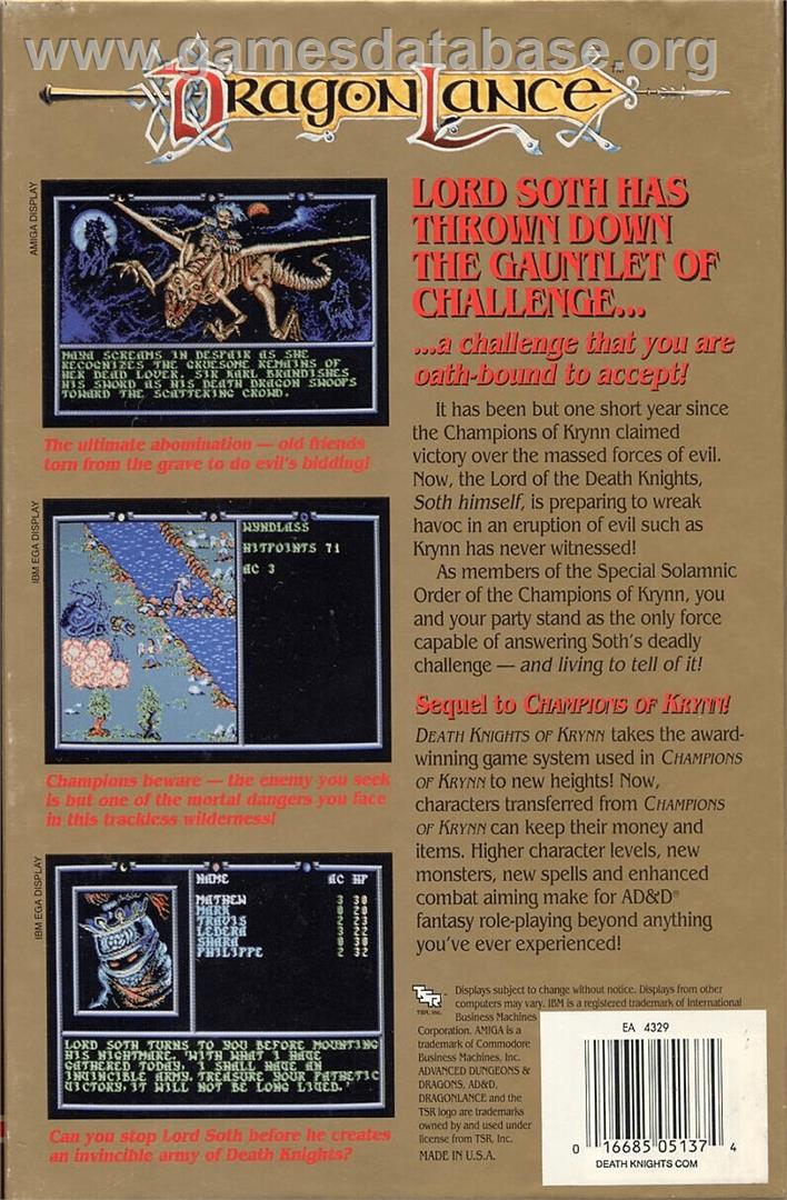 Death Knights of Krynn - Commodore 64 - Artwork - Box Back
