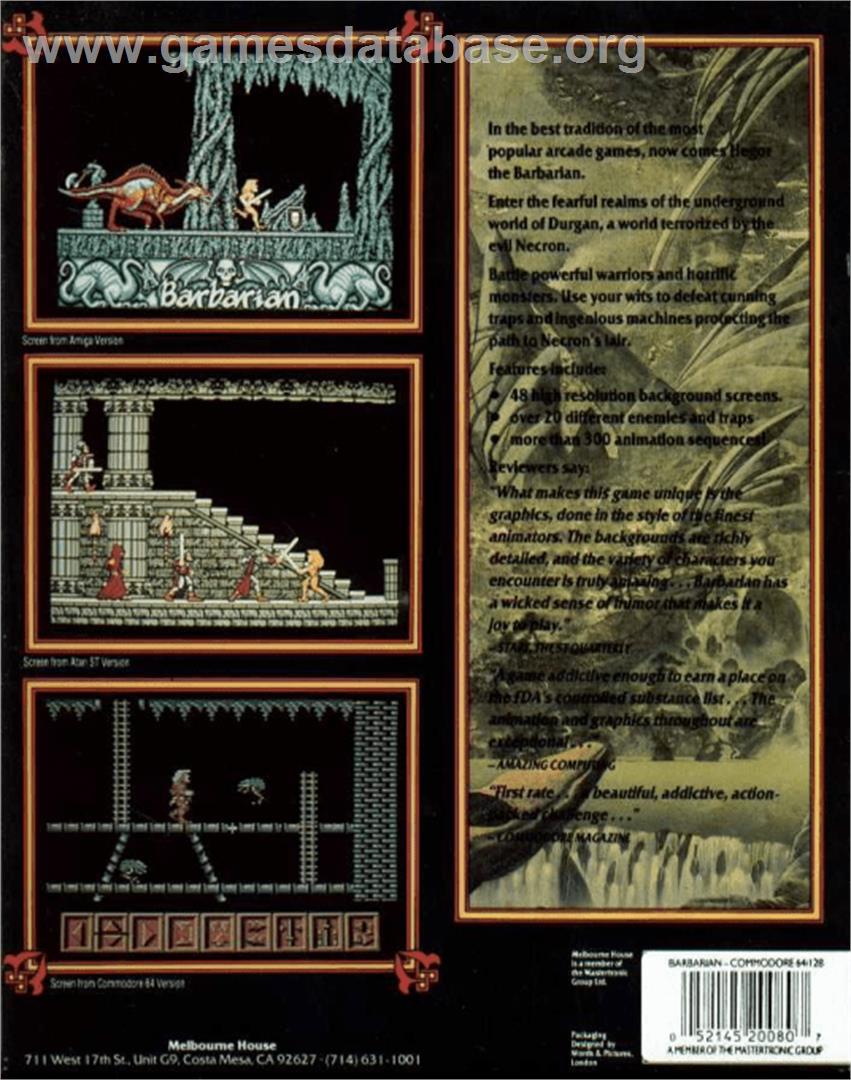 Death Sword - Commodore 64 - Artwork - Box Back