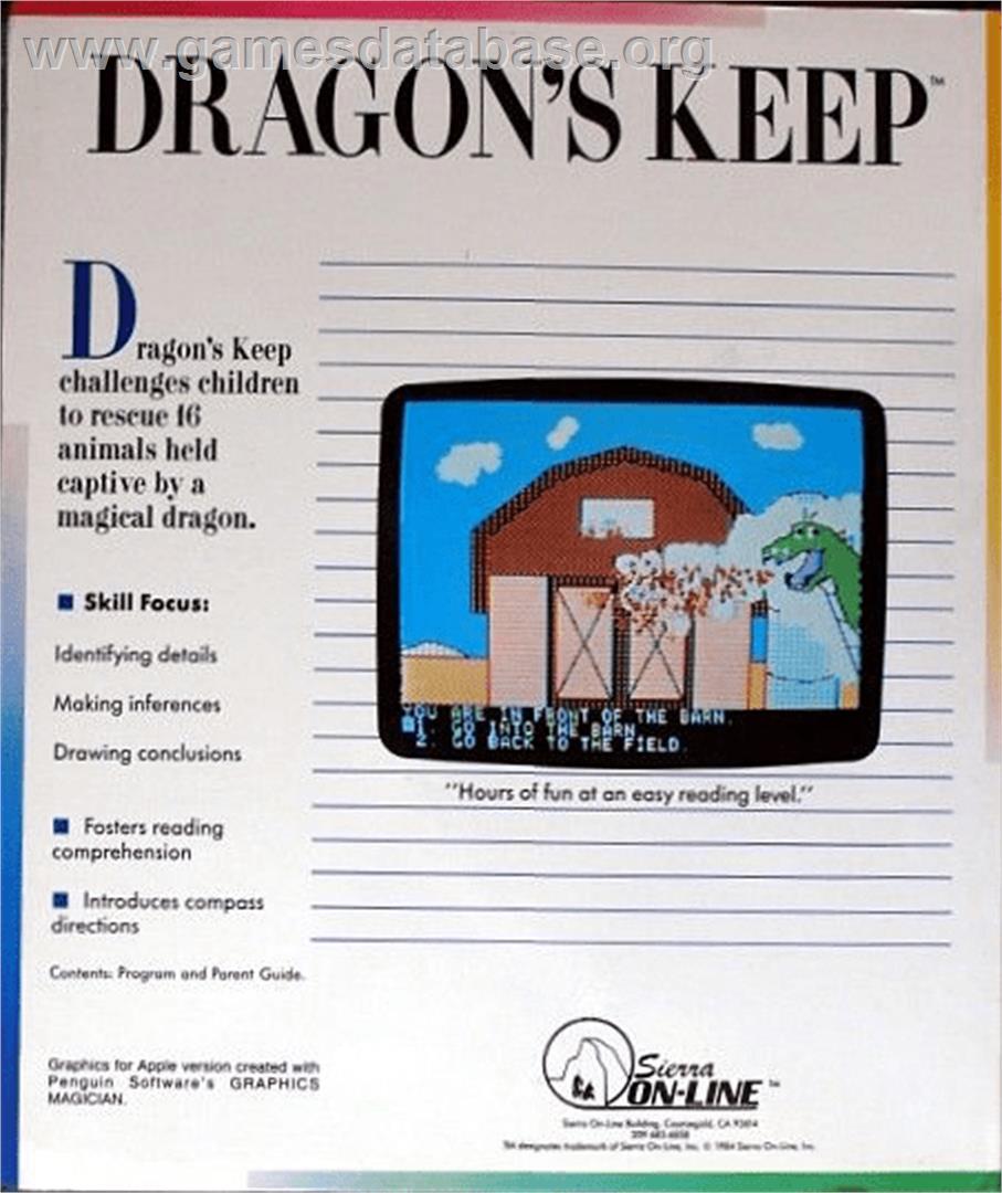 Dragon's Keep - Commodore 64 - Artwork - Box Back