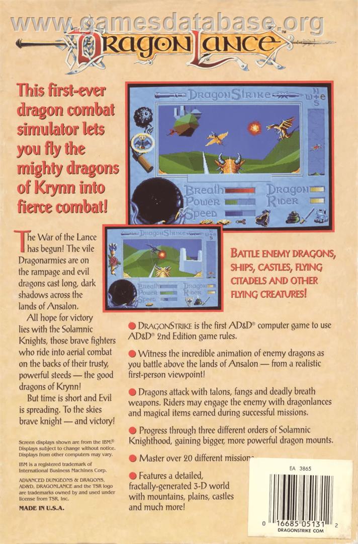 DragonStrike - Commodore 64 - Artwork - Box Back