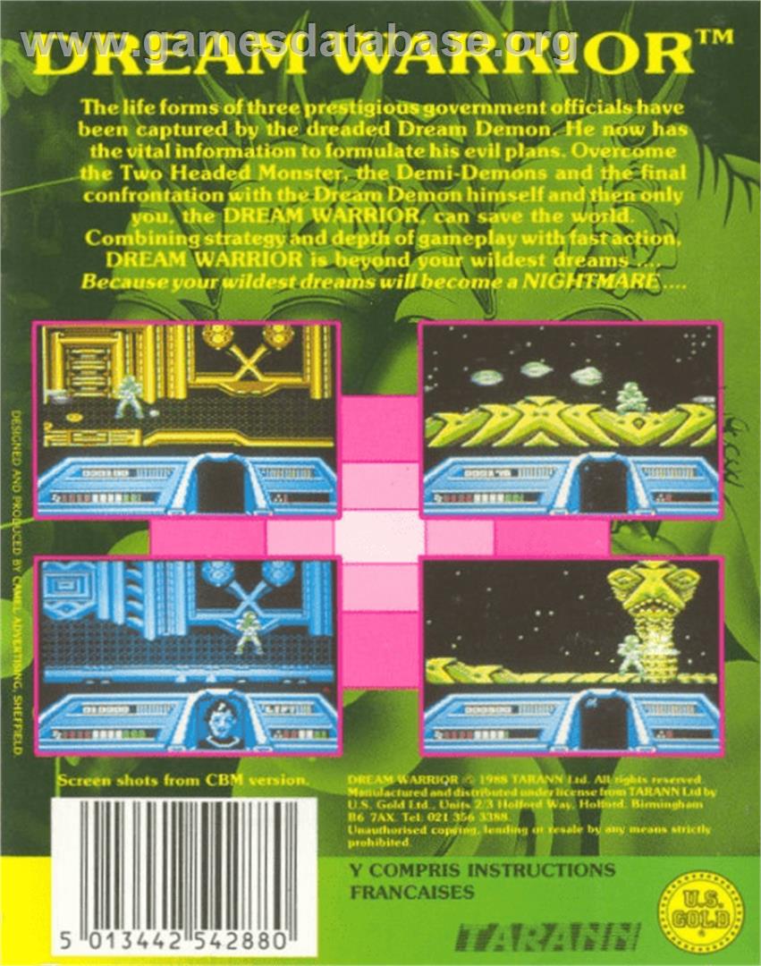 Dream Warrior - Commodore 64 - Artwork - Box Back