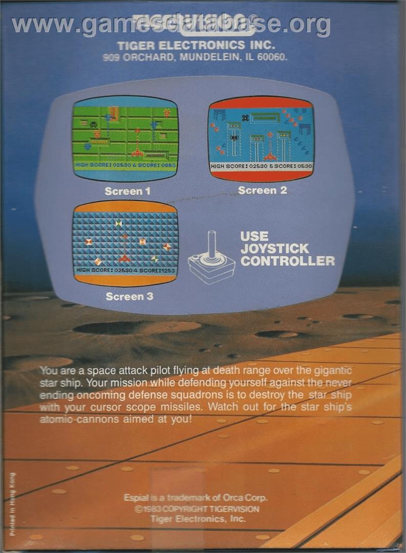 Espial - Commodore 64 - Artwork - Box Back
