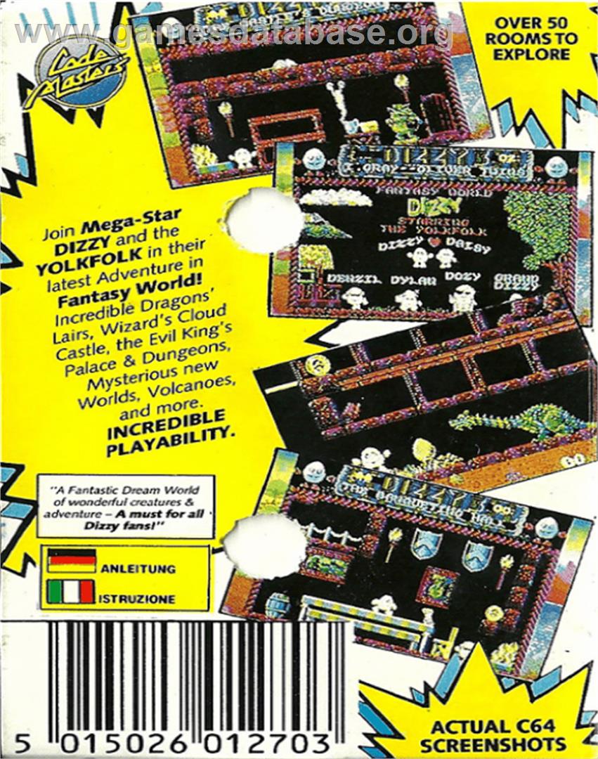 Fantasy World Dizzy - Commodore 64 - Artwork - Box Back