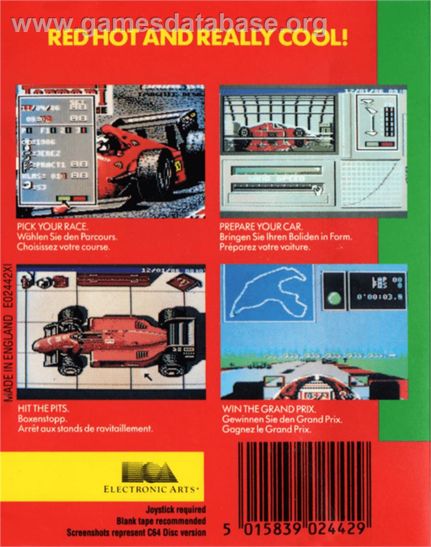 Ferrari Formula One - Commodore 64 - Artwork - Box Back