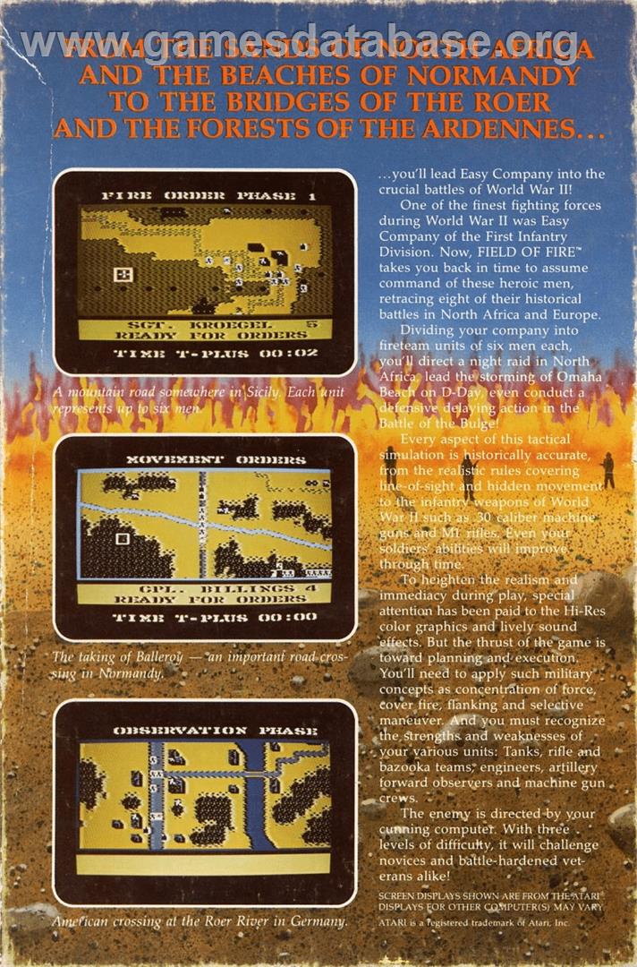 Field of Fire - Commodore 64 - Artwork - Box Back