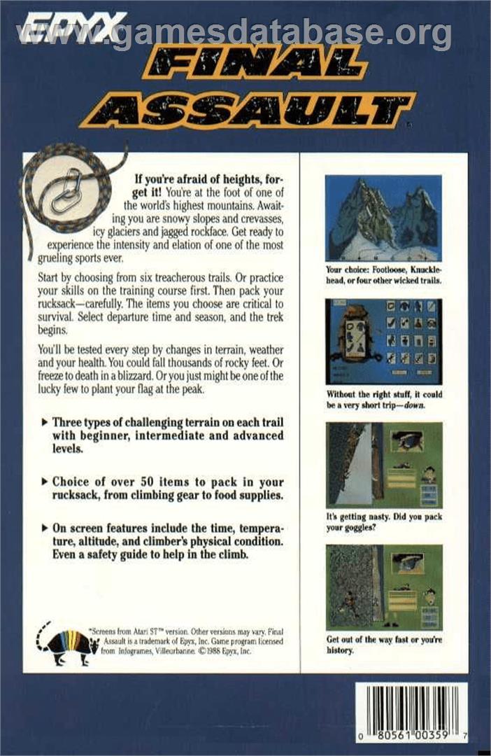Final Assault - Commodore 64 - Artwork - Box Back
