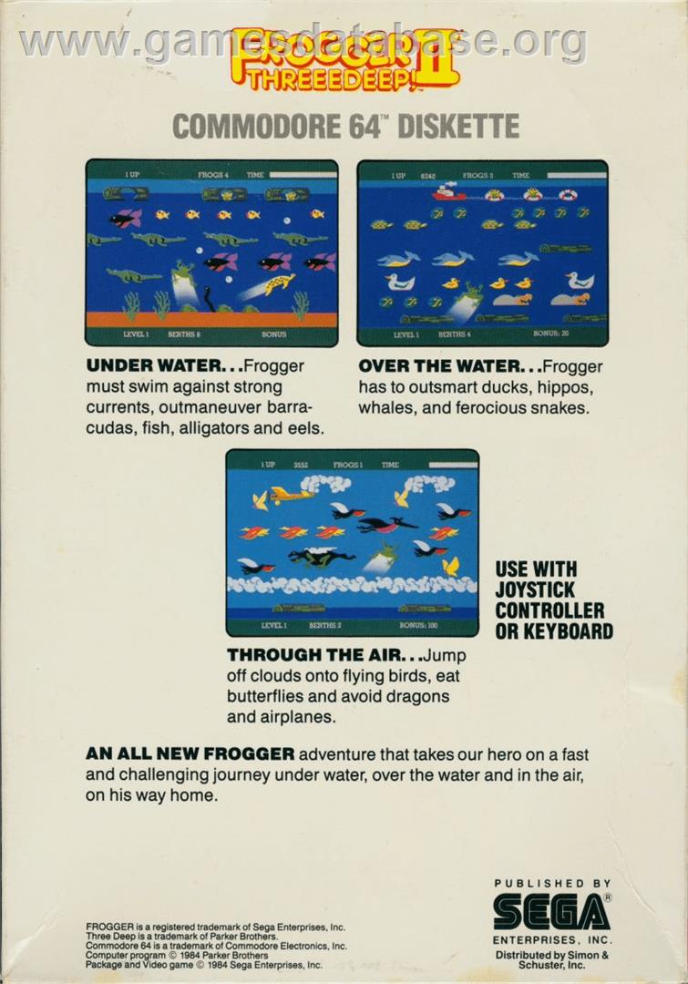 Frogger II: Three Deep - Commodore 64 - Artwork - Box Back