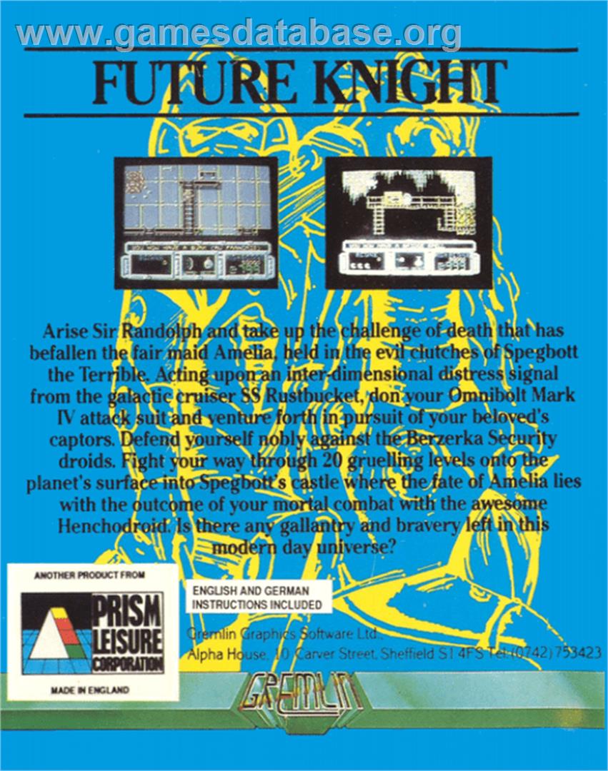 Future Knight - Commodore 64 - Artwork - Box Back