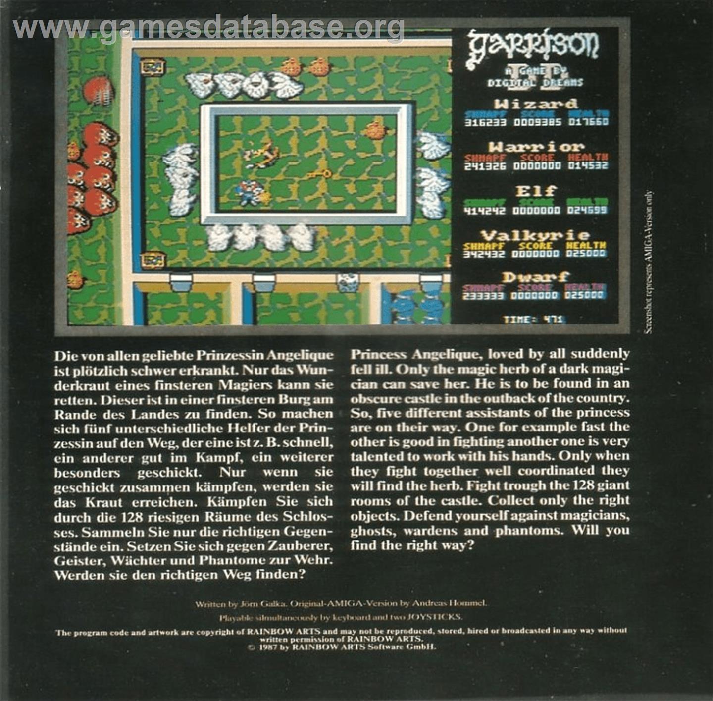 Garrison - Commodore 64 - Artwork - Box Back