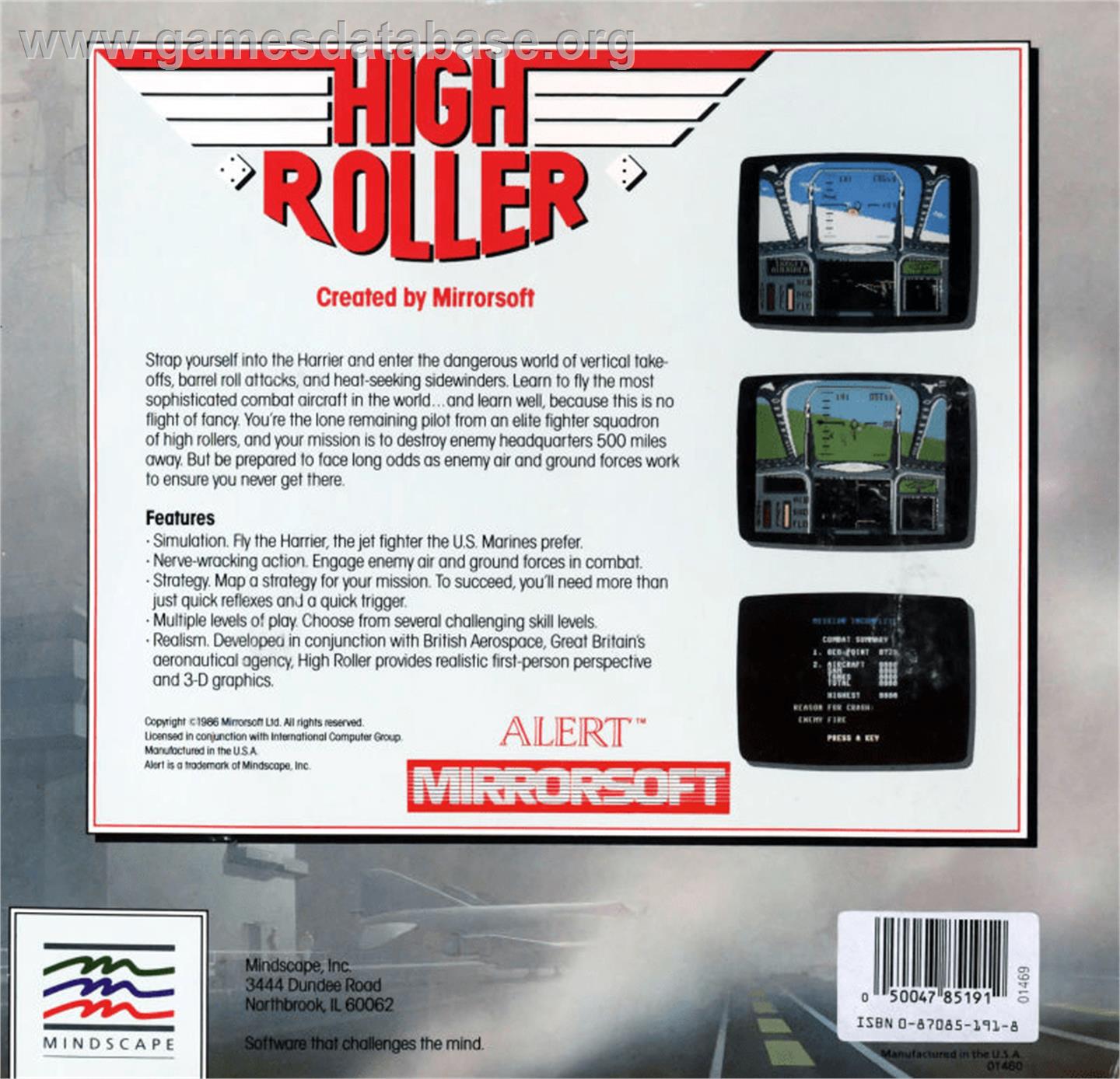 High Roller - Commodore 64 - Artwork - Box Back