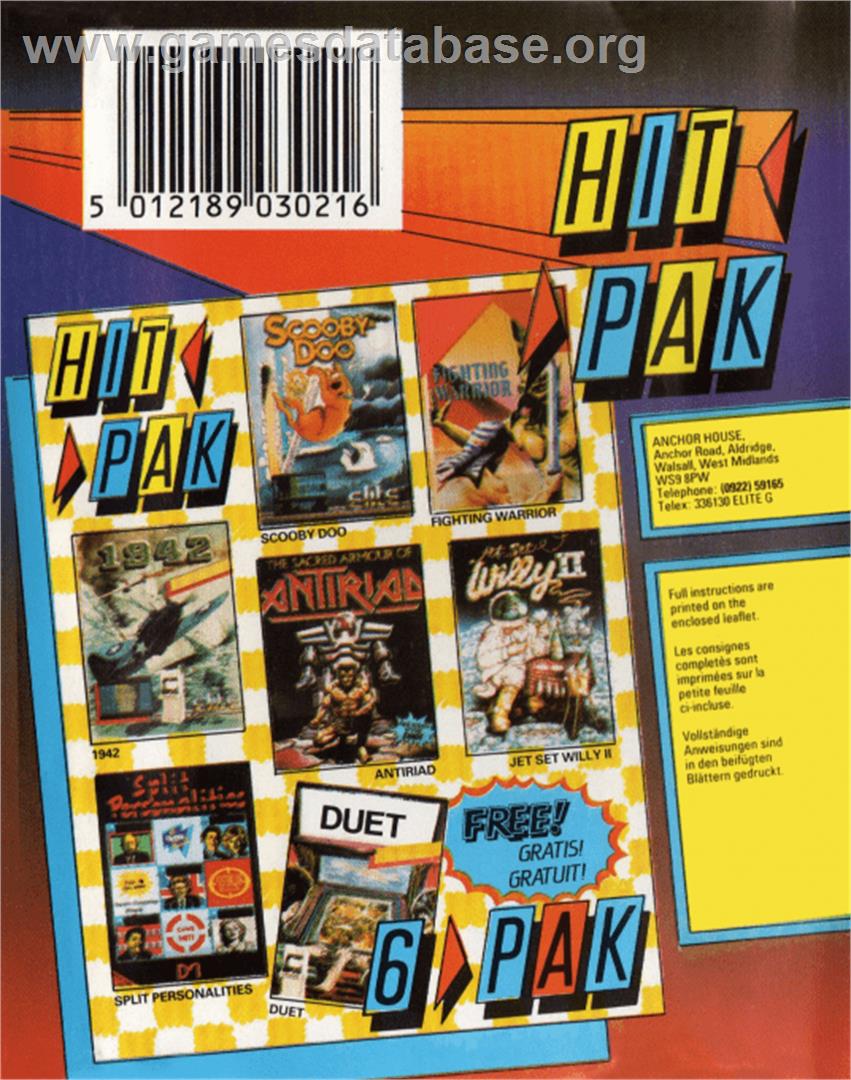 Hit Pak: 6 Pak - Commodore 64 - Artwork - Box Back