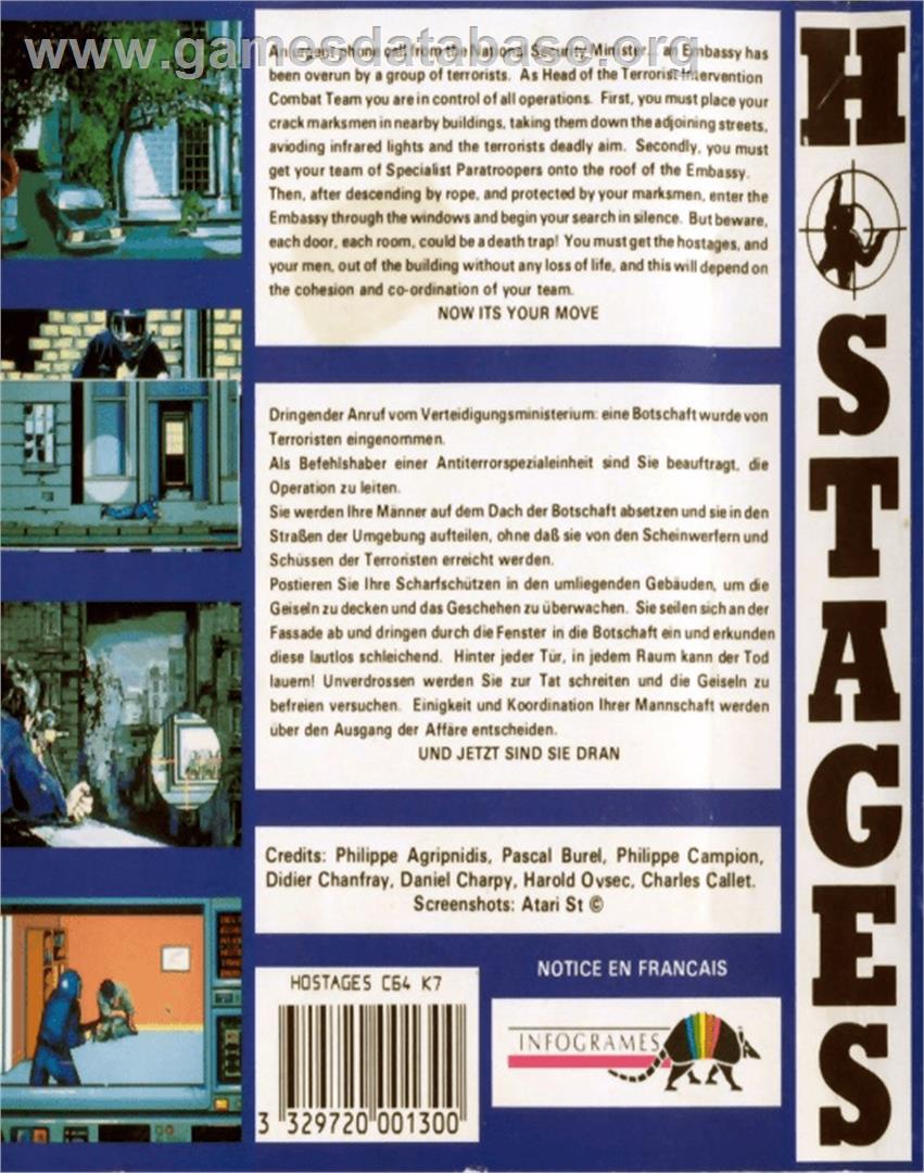 Hostage: Rescue Mission - Commodore 64 - Artwork - Box Back